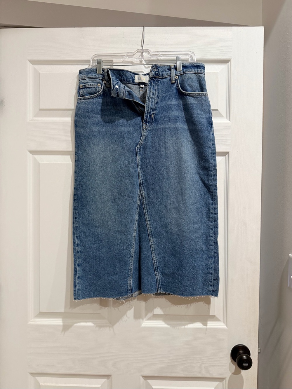 Classic Mid-Blue Denim Skirt - mid shin length